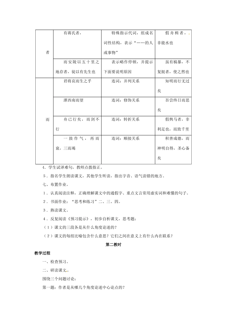 江苏省宿迁市泗洪县洪翔中学高中语文 第二专题 劝学教案 苏教版必修1_第3页