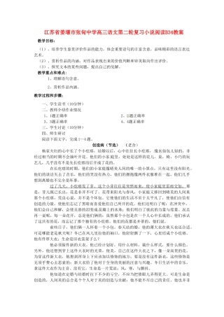 江苏省姜堰市张甸中学高三语文第二轮复习小说阅读B34教案
