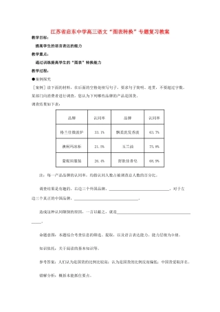 江苏省启东市高三语文“图表转换”专题复习教案
