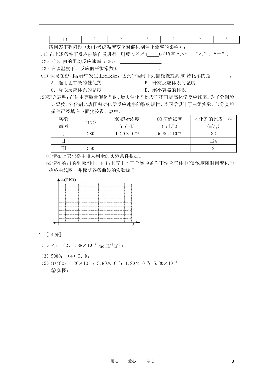 江苏省兴化市2011高三化学二轮复习 专题二化学反应速率与化学平衡 指导性教案_第3页