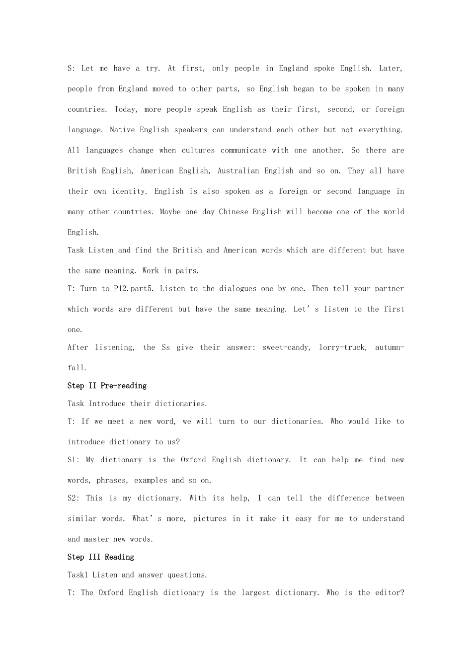 广东省陆河外国语学校高中英语 Unit2 English Around the World-The third Period Extensive Reading教案 新人教版必修1_第2页