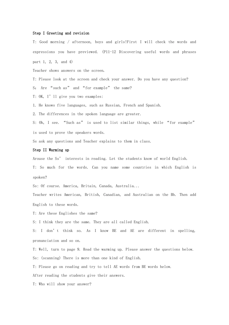 广东省陆河外国语学校高中英语 Unit2 English Around the World-The First Period Reading教案 新人教版必修1_第2页