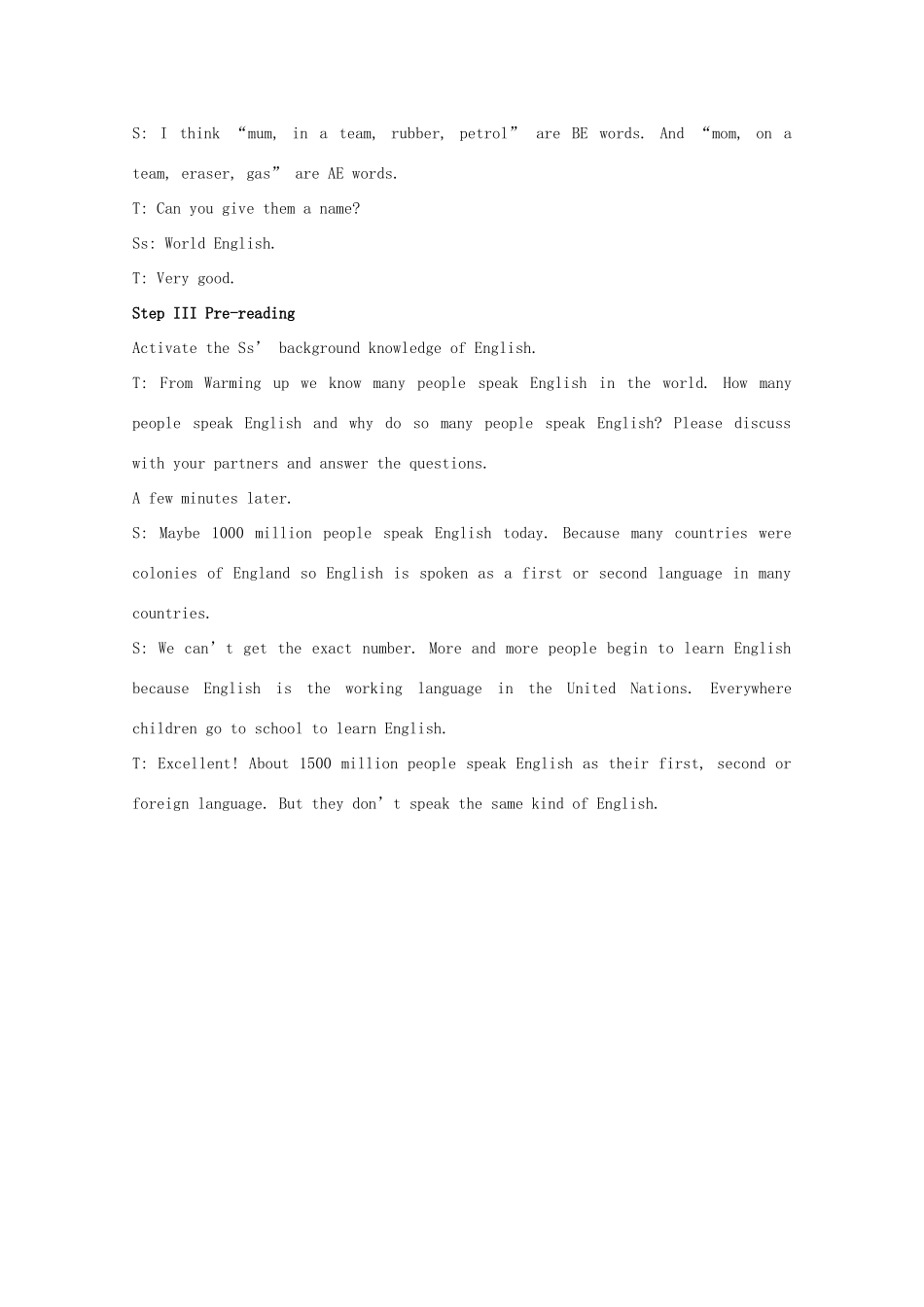 广东省陆河外国语学校高中英语 Unit2 English Around the World-The First Period Reading教案 新人教版必修1_第3页