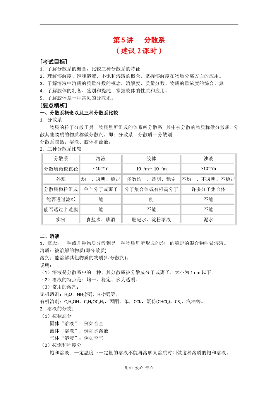 广东省红城中学2010届高三化学复习教案：第5讲 分散系 新人教版_第1页