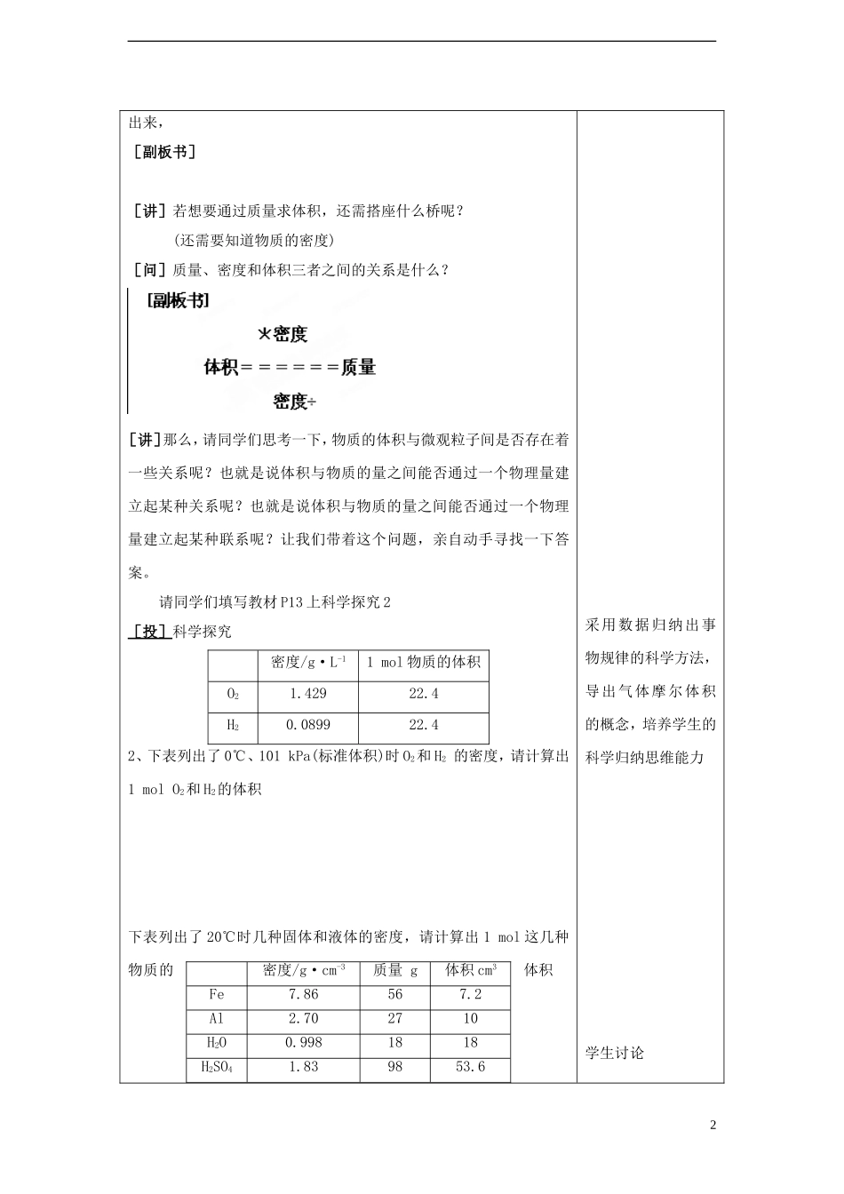 广东省揭阳一中2013-2014学年高中化学《第二节 化学计量在实验中的应用》（二）《气体摩尔体积和阿伏加德罗定律》教案 新人教版必修1_第2页