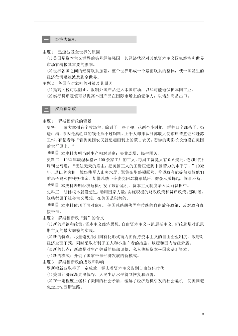 广东省佛山市高三历史 第23讲《大萧条与罗斯福新政及战后资本主义经济的调整》说课稿_第3页