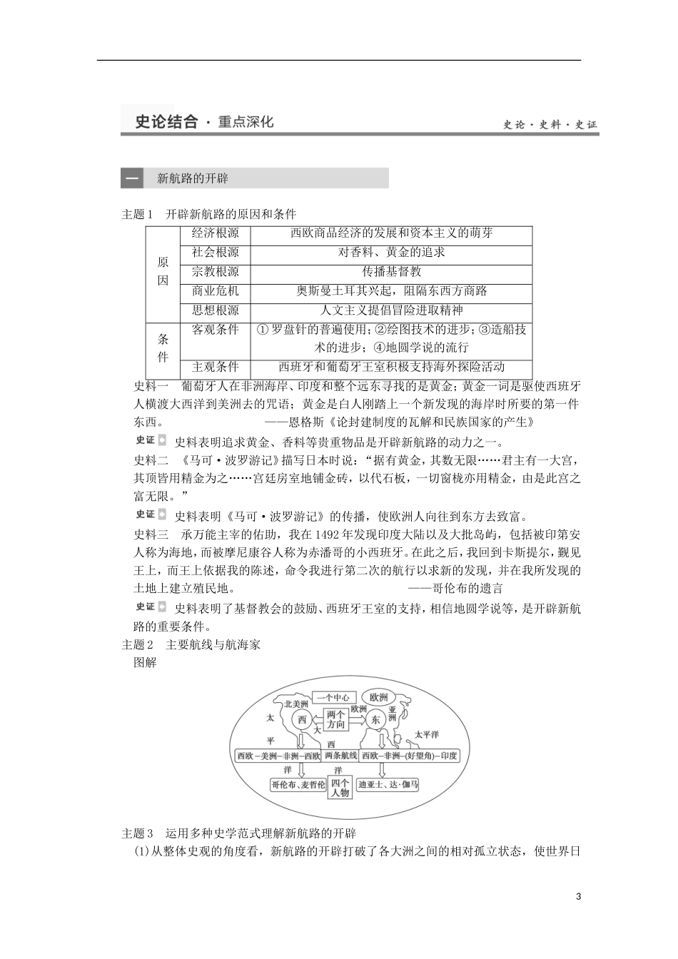 广东省佛山市高三历史 第18讲《新航路的开辟与世界市场的开拓》说课稿_第3页