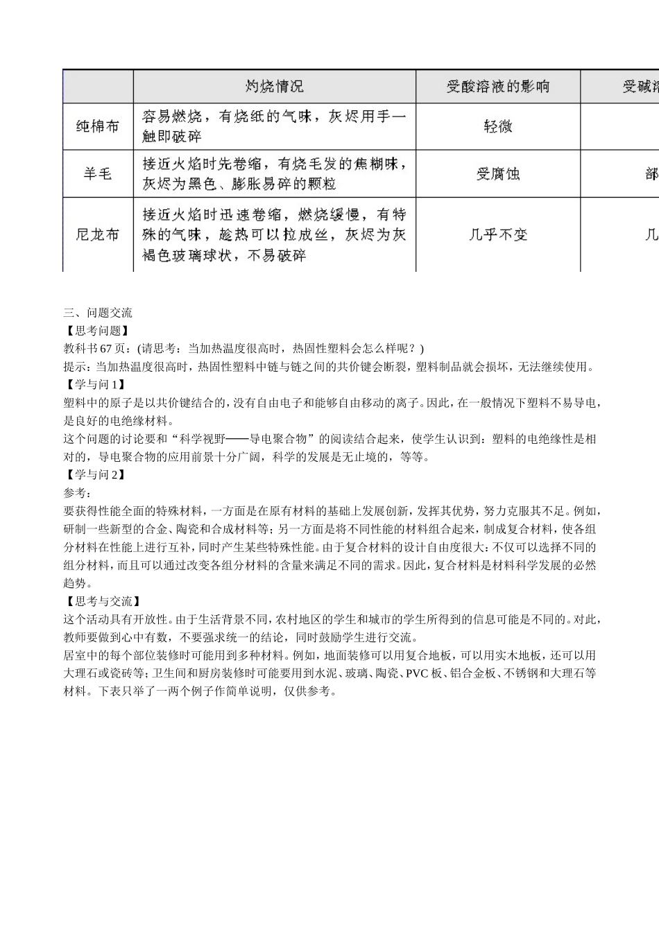 山西省运城市运城中学2015高中化学 第三章 第四节 塑料、纤维和橡胶教案1 新人教版选修1_第2页