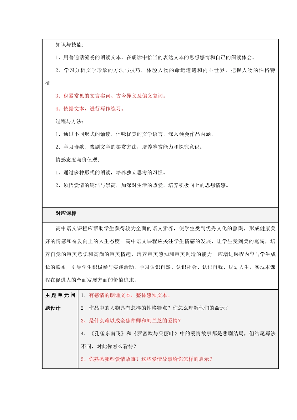 山东省青岛市高中2012-2013学年高二语文 爱的生命的乐章主题单元设计_第2页