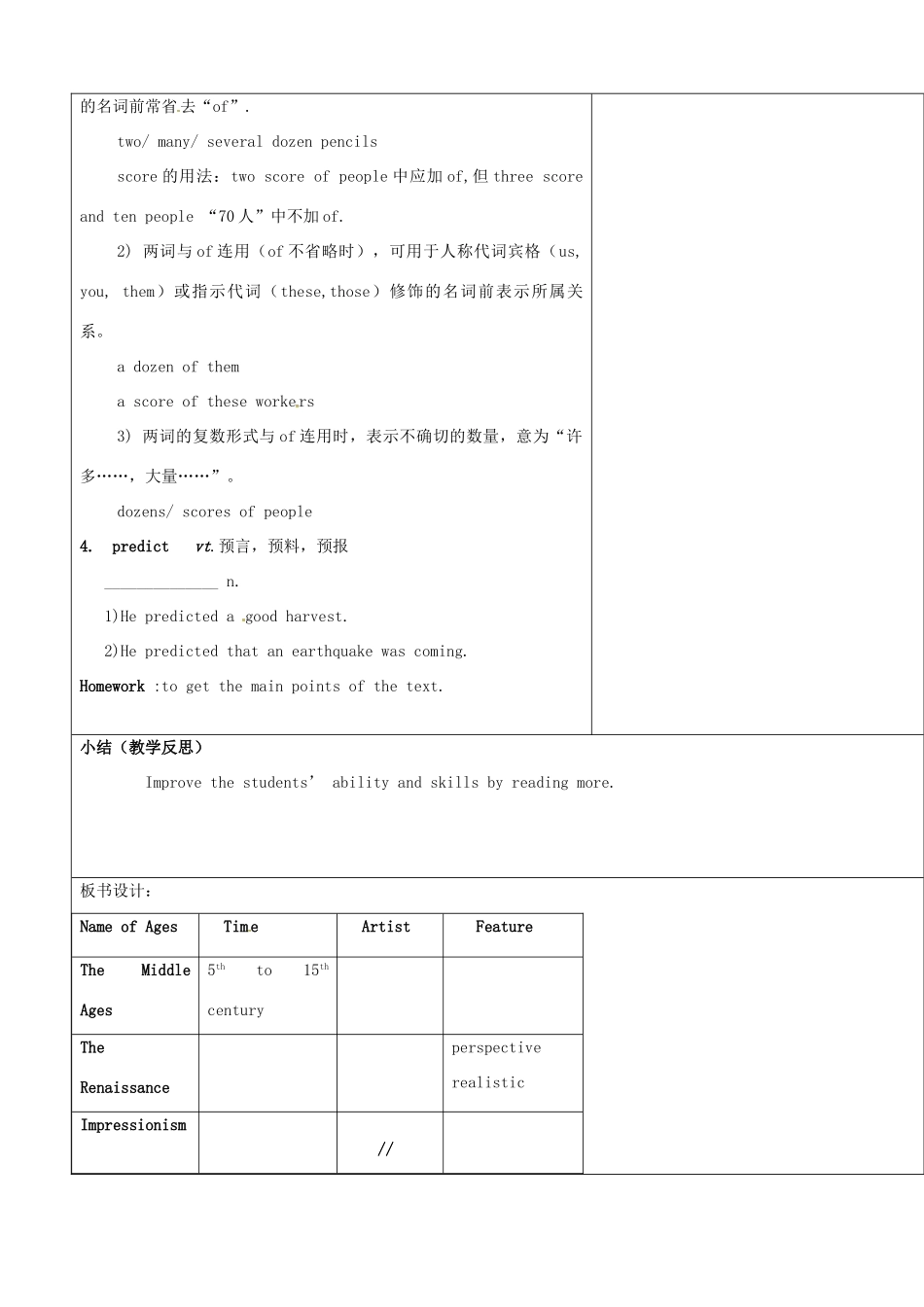 山东省郯城县高二英语《Module6 Unit1 Art》教案（3）_第3页