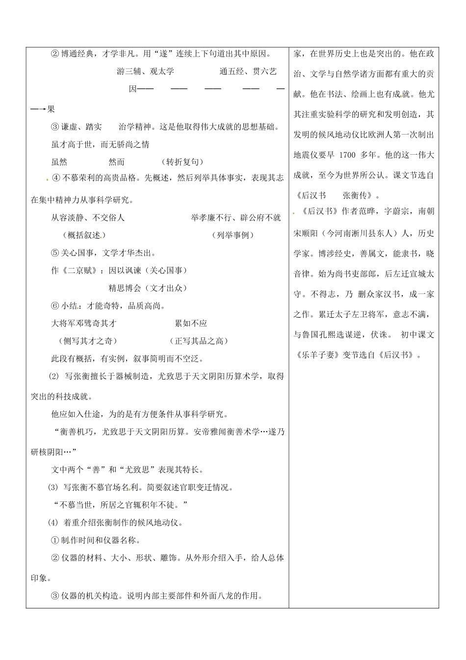 山东省郯城三中高一语文 张衡传1教案 新人教版_第2页