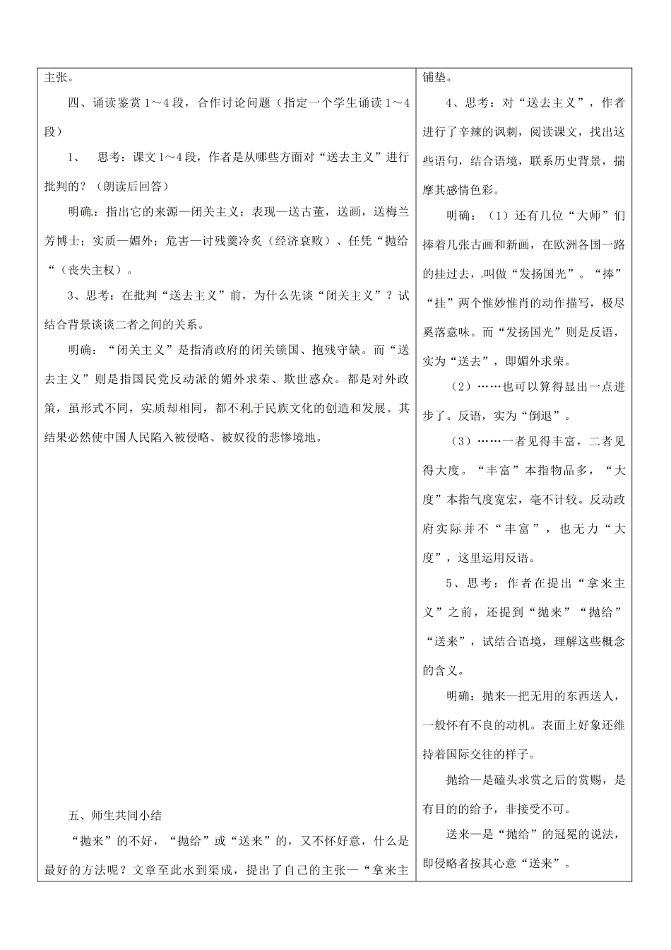 山东省郯城三中高一语文 拿来主义教案 新人教版_第2页