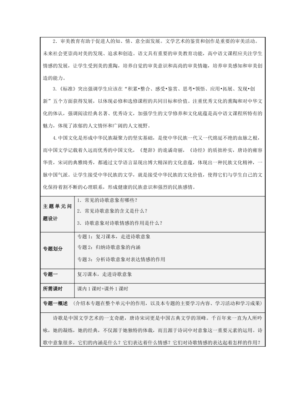 山东省邹城市高中2012-2013学年高二语文 诗歌的意象主题单元设计主题单元设计_第3页
