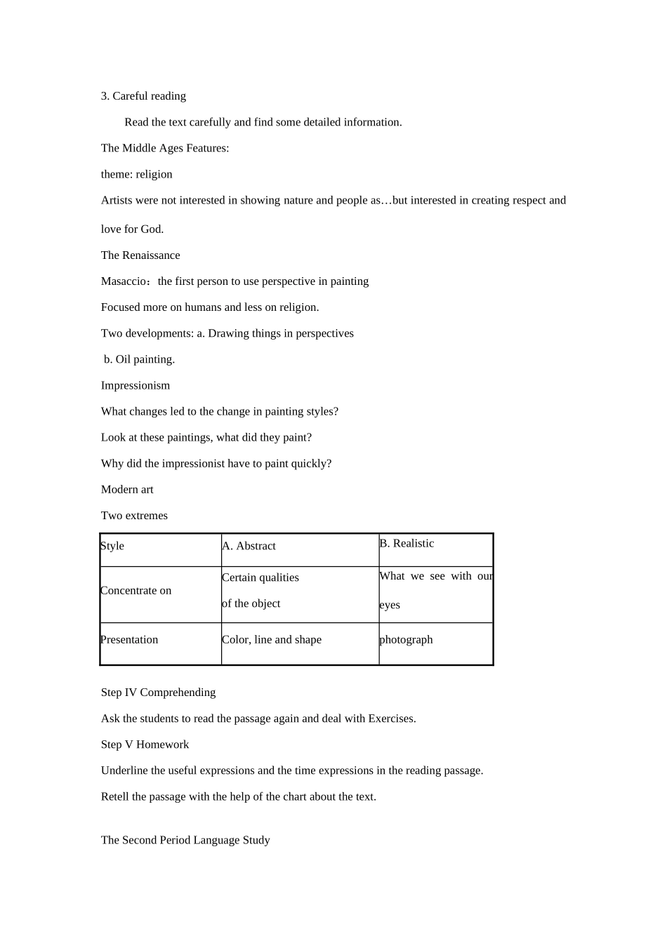 山东省菏泽第一中学高中英语 Unit 1 Art教案 新人教版选修6_第3页