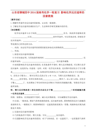山东省聊城四中2014届高考化学一轮复习 影响化学反应速率的因素教案