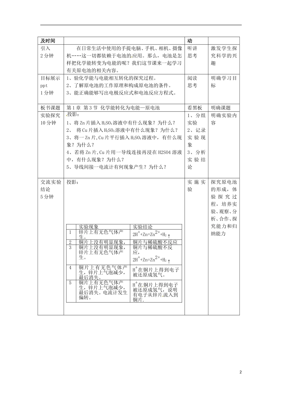 山东省滕州一中高二化学《化学能转化为电能—原电池》教案_第2页