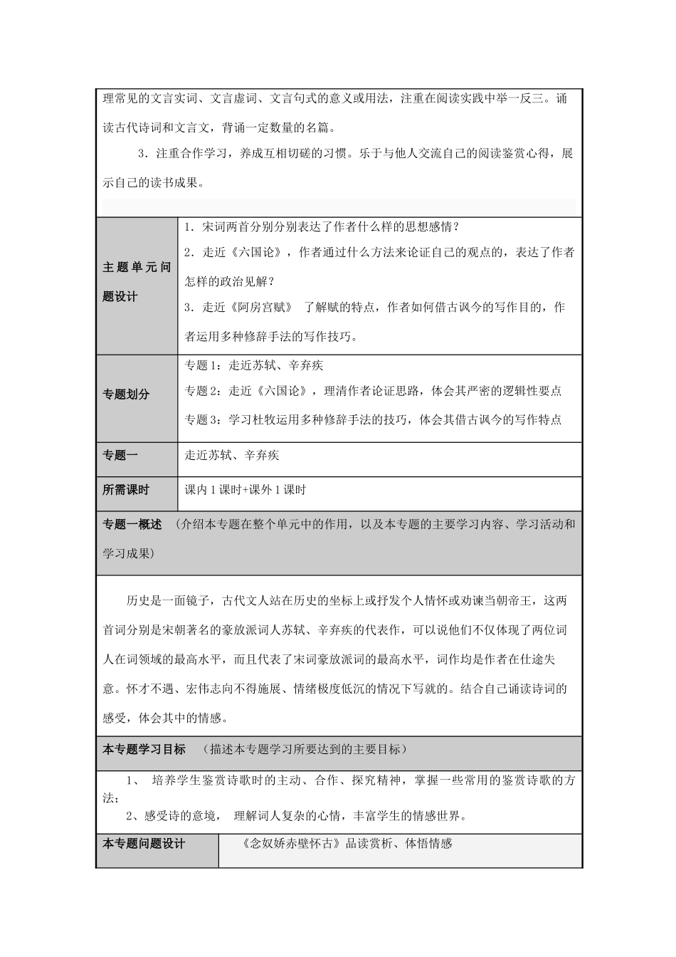 山东省淄博高中2012-2013学年高二语文 历史坐标上的沉思主题单元设计_第3页