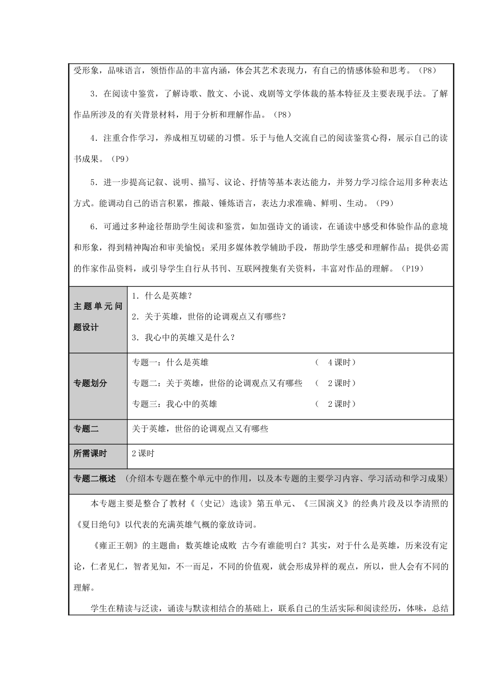 山东省淄博市六中2012-2013学年高二语文“青梅煮酒论英雄主题单元设计 鲁教版_第3页
