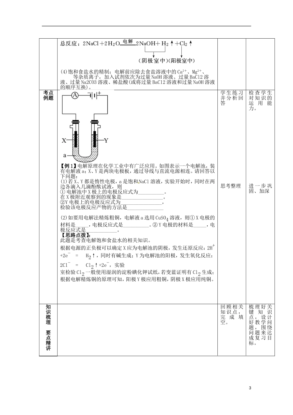 山东省枣庄八中高二化学《电能转化为化学能 电解》教案1_第3页