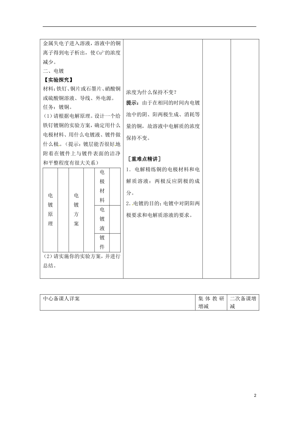 山东省枣庄三中高二化学《电能转化为化学能 电解》教案2_第2页