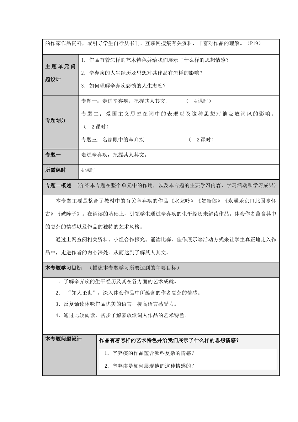 山东省乳山市高中2012-2013学年高二语文 人中之杰，词中之龙—辛弃疾”主题单元设计 鲁教版_第3页