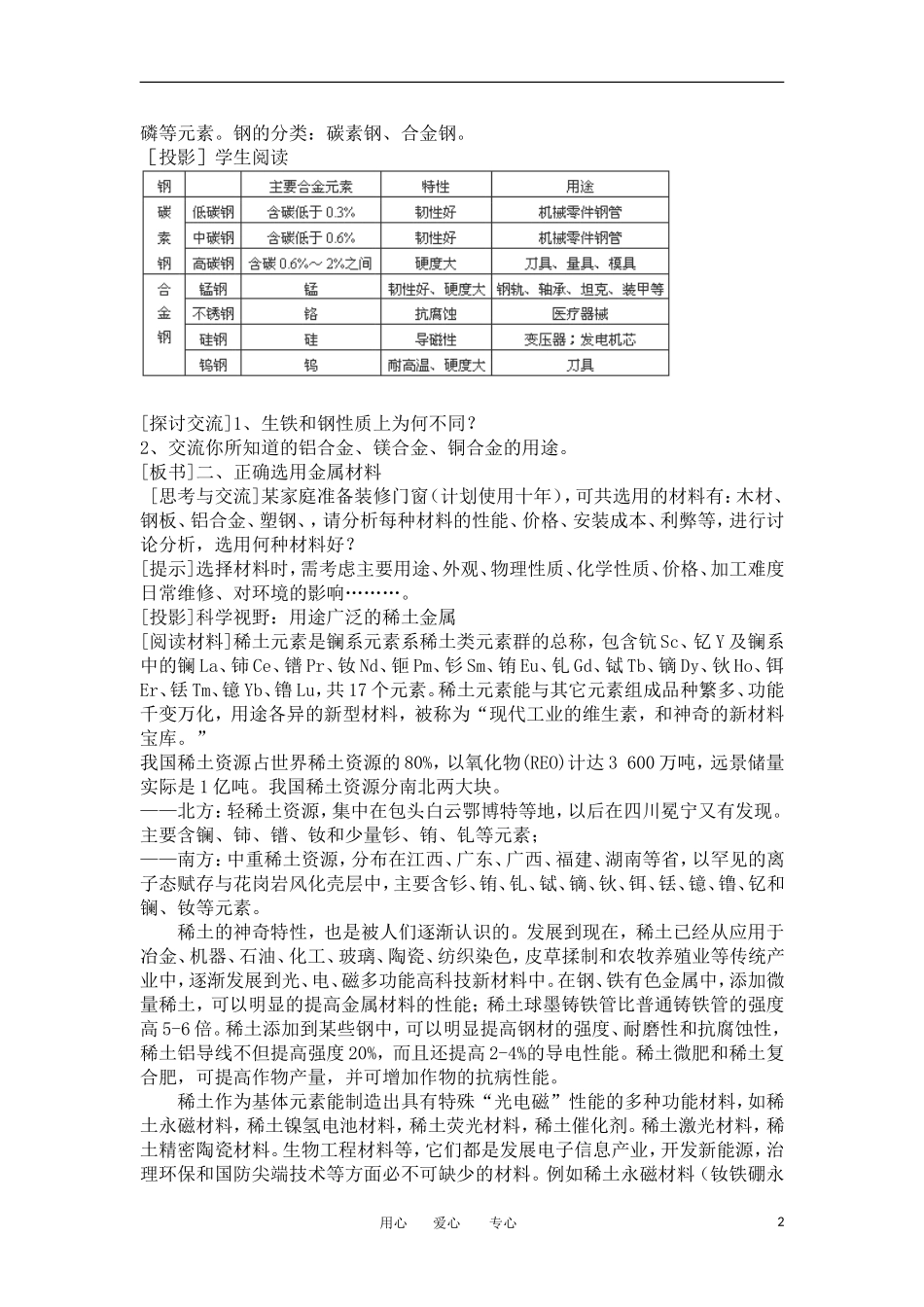 山东省临清三中11-12学年高中化学 第3章 第3节《用途广泛的金属材料》教学案 新人教版必修1_第2页