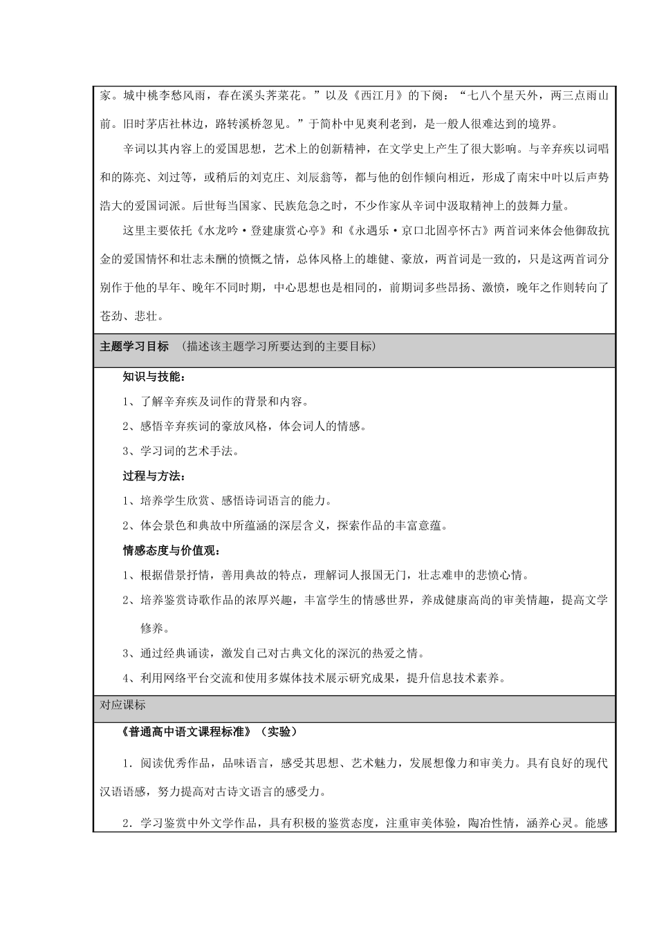 山东省临沭县高中2012-2013学年高二语文 众里寻他千百度主题单元设计_第2页
