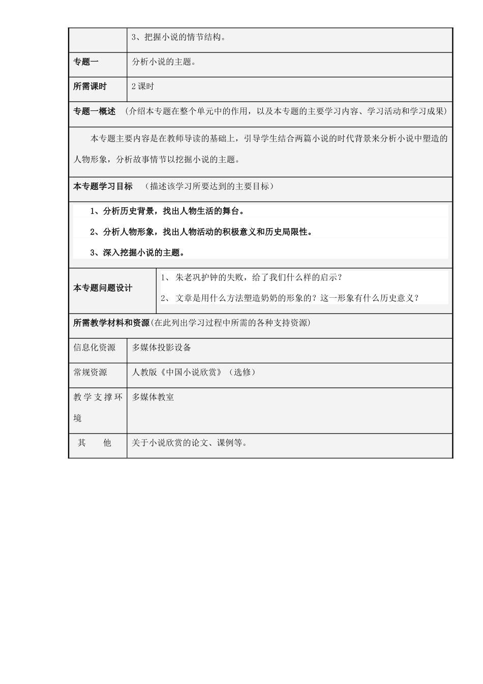 山东省临沂市第十八中学高二语文 烽火岁月主题单元设计 鲁教版_第3页