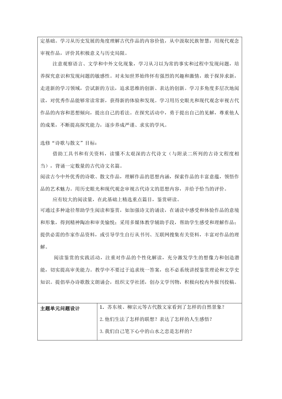 山东省临朐县高中2012-2013学年高一语文 感悟自然古代散文家的山水之恋主题单元设计_第3页