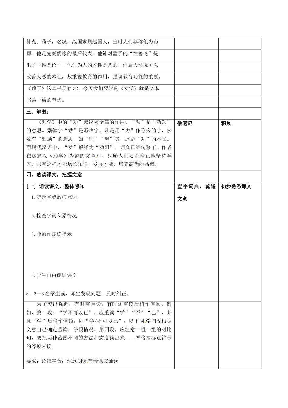 四川省邻水县坛同中学高二语文《劝学（第1课时）》教案_第2页