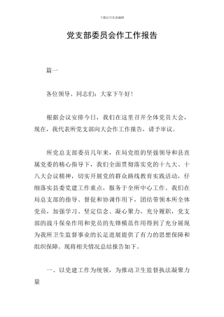 党支部委员会作工作报告
