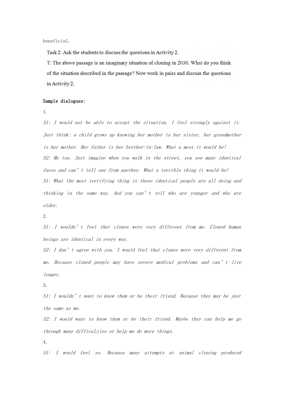 四川省宣汉中学2014高中英语 Module 5 Cloning The Fifth Period Writing教案 外研版选修6_第2页