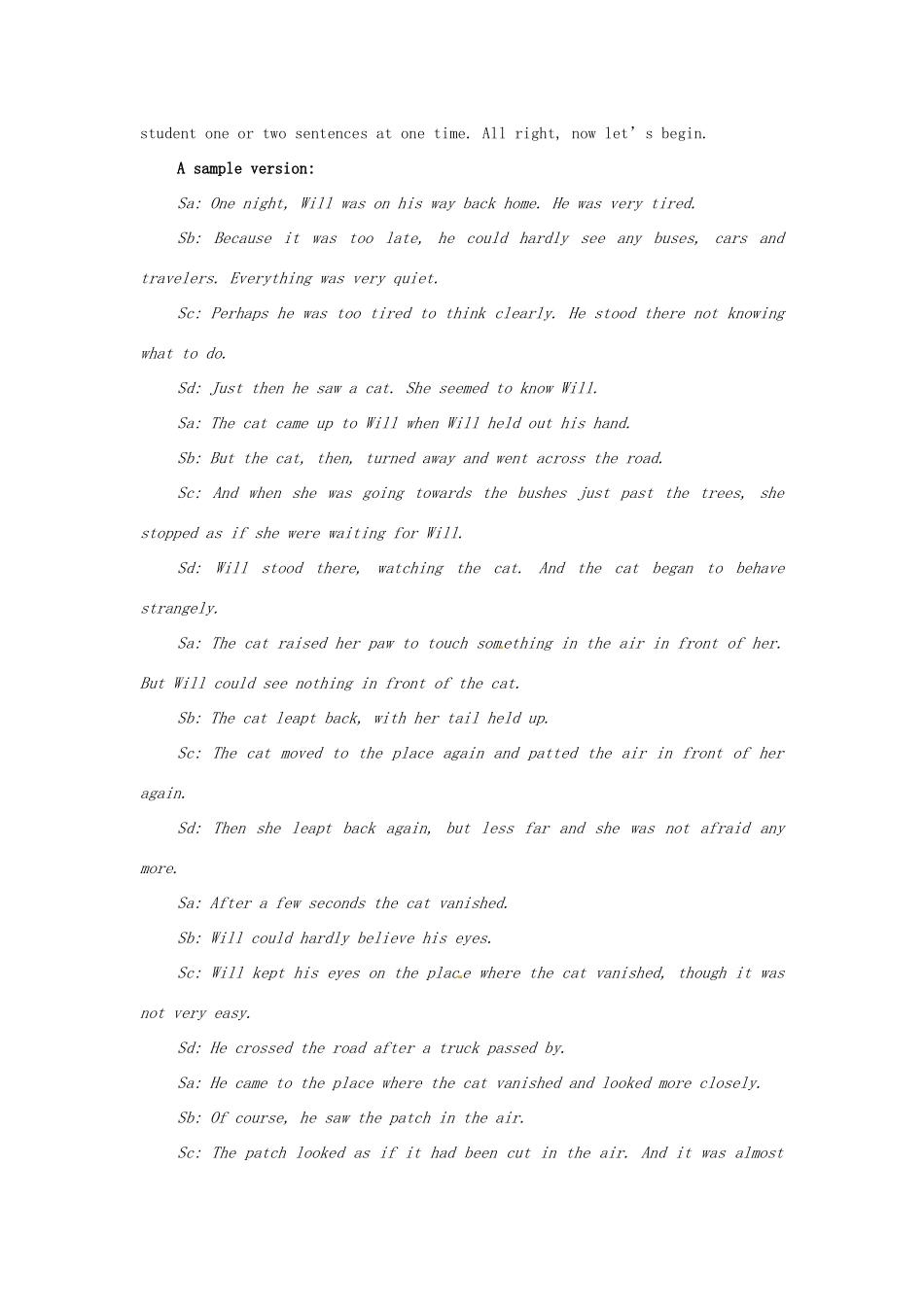 四川省宣汉中学2014高中英语 Module 2 Fantasy Literature The Second Period Speaking教案 外研版选修6_第2页