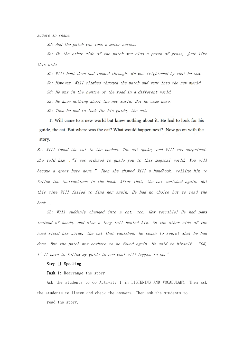 四川省宣汉中学2014高中英语 Module 2 Fantasy Literature The Second Period Speaking教案 外研版选修6_第3页