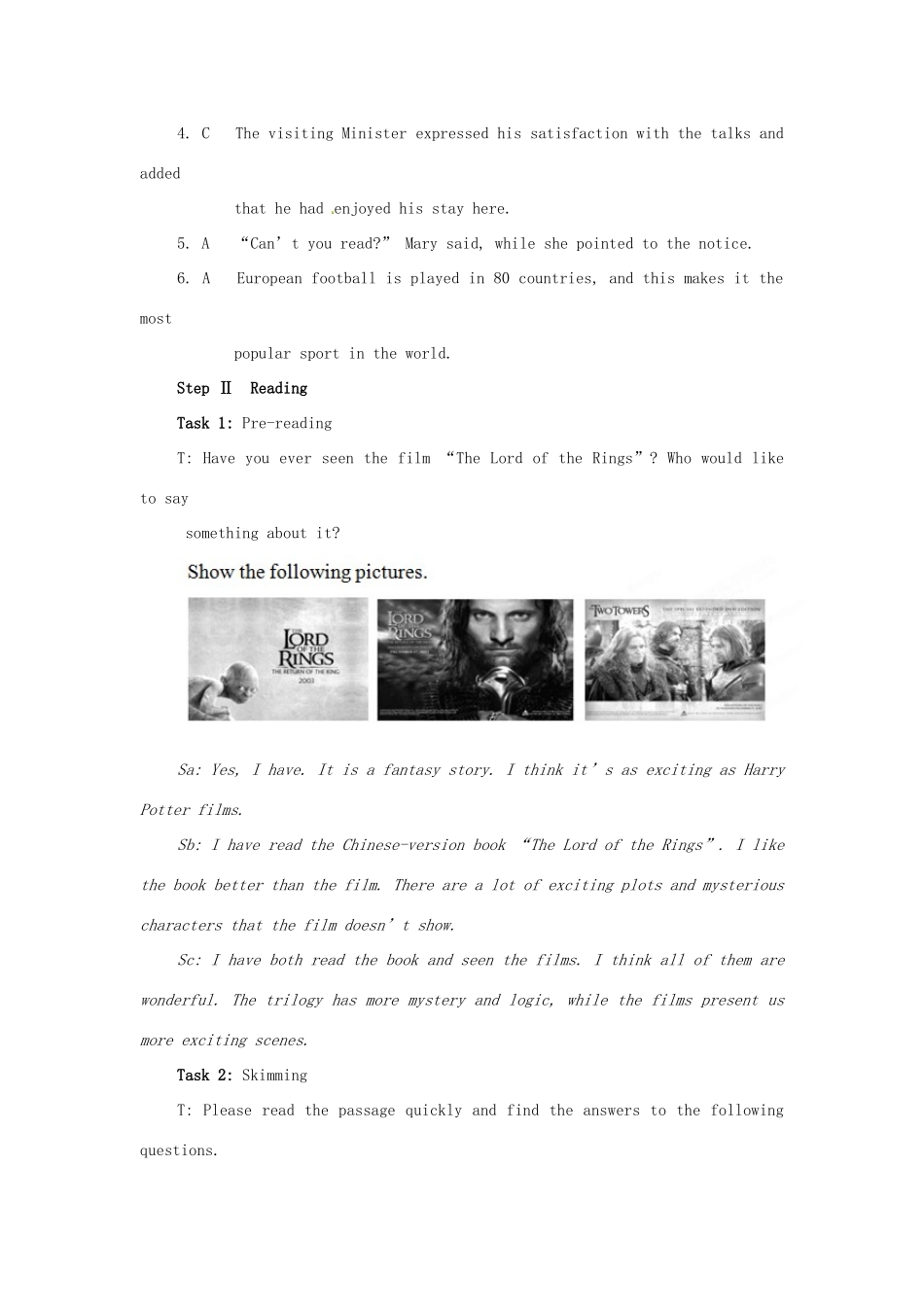 四川省宣汉中学2014高中英语 Module 2 Fantasy Literature The Fifth Period  Extensive Reading教案 外研版选修6_第3页