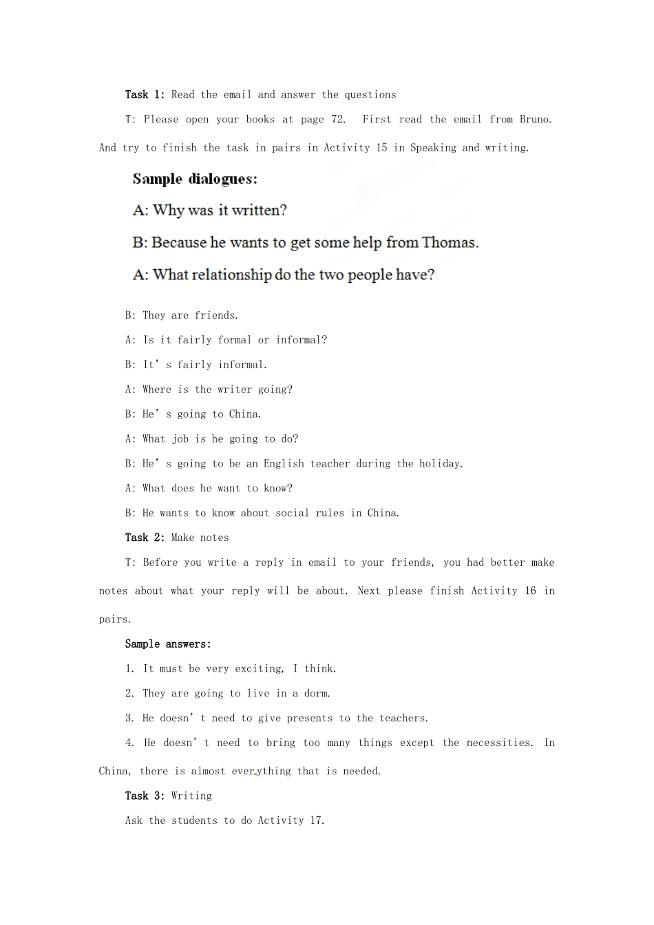 四川省宣汉中学2014高中英语 Module 1 Small Talk The Sixth Period Writing教案 外研版选修6_第2页