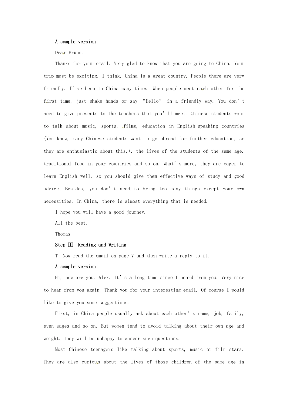 四川省宣汉中学2014高中英语 Module 1 Small Talk The Sixth Period Writing教案 外研版选修6_第3页