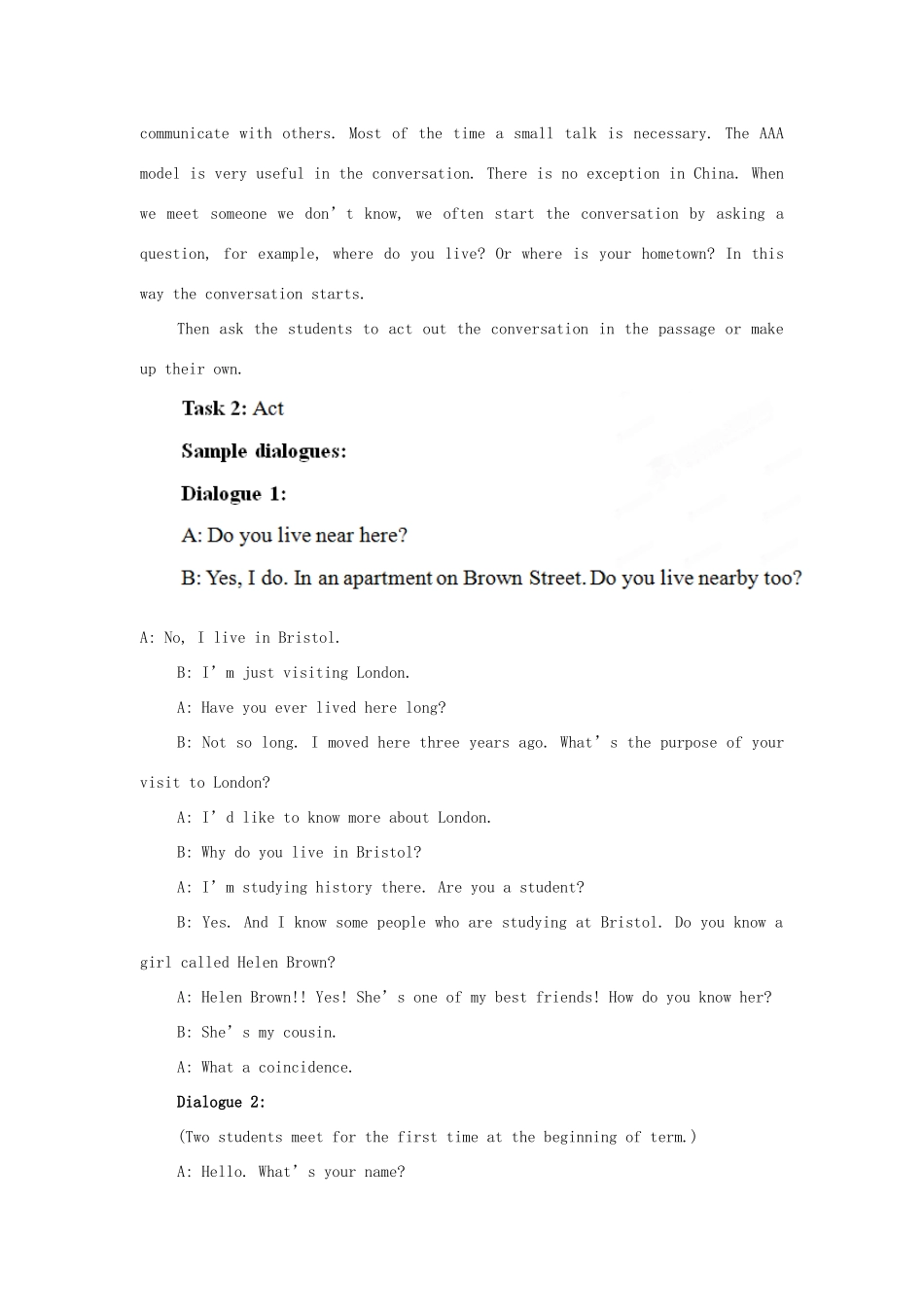 四川省宣汉中学2014高中英语 Module 1 Small Talk The Fourth Period Extensive Reading教案 外研版选修6_第3页