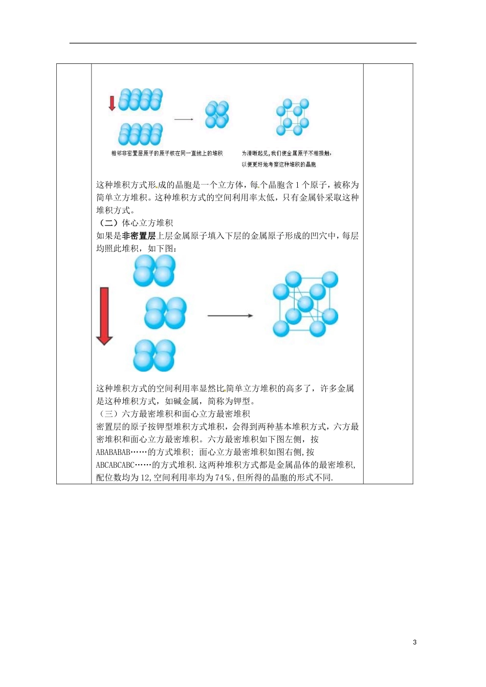 四川省宜宾市高二化学 第三节 金属晶体集体备课单元教案5_第3页