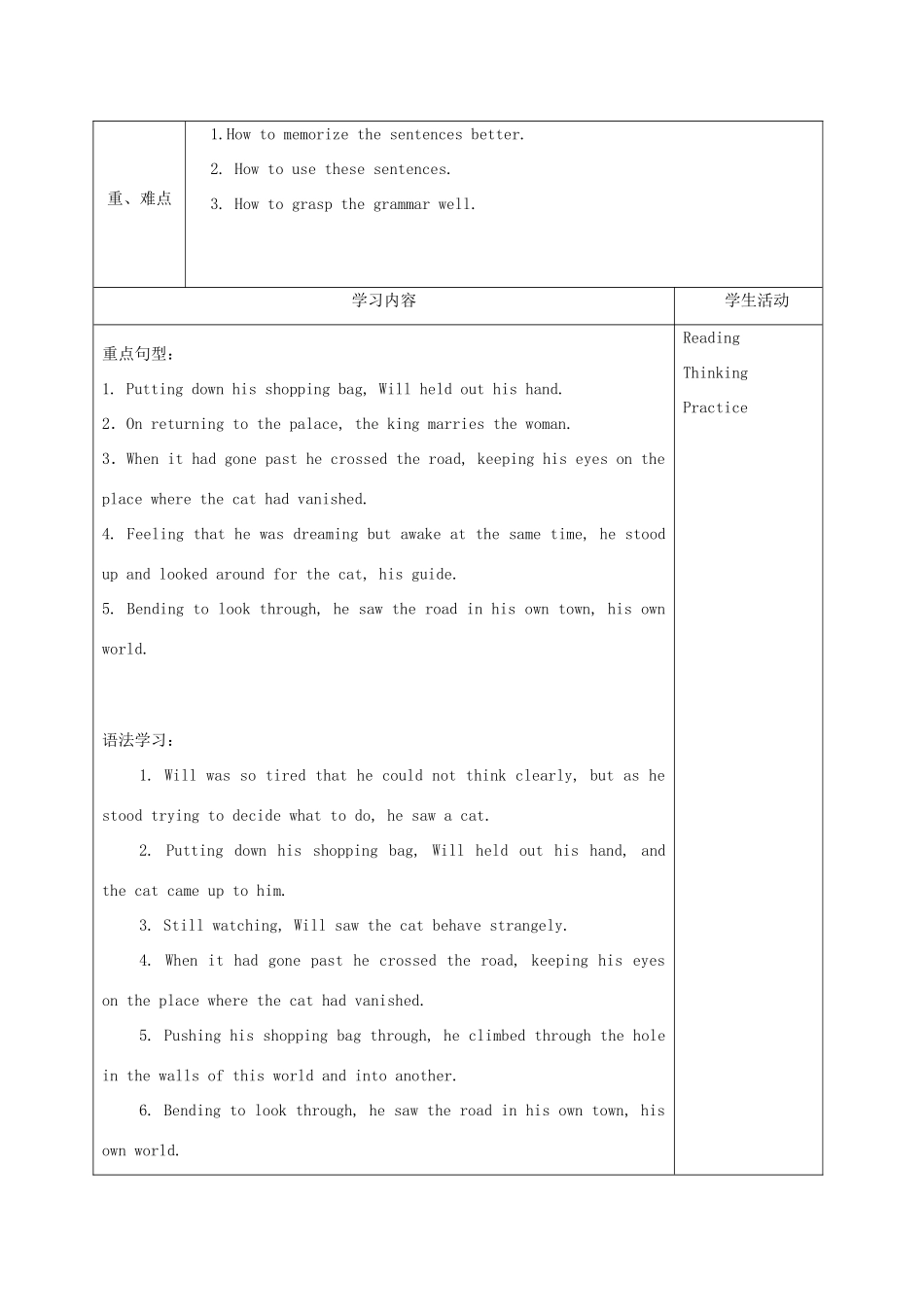 四川省宜宾市一中高二英语下学期第5周教学设计（选修6，Module2）-人教版高二选修6英语教案_第3页