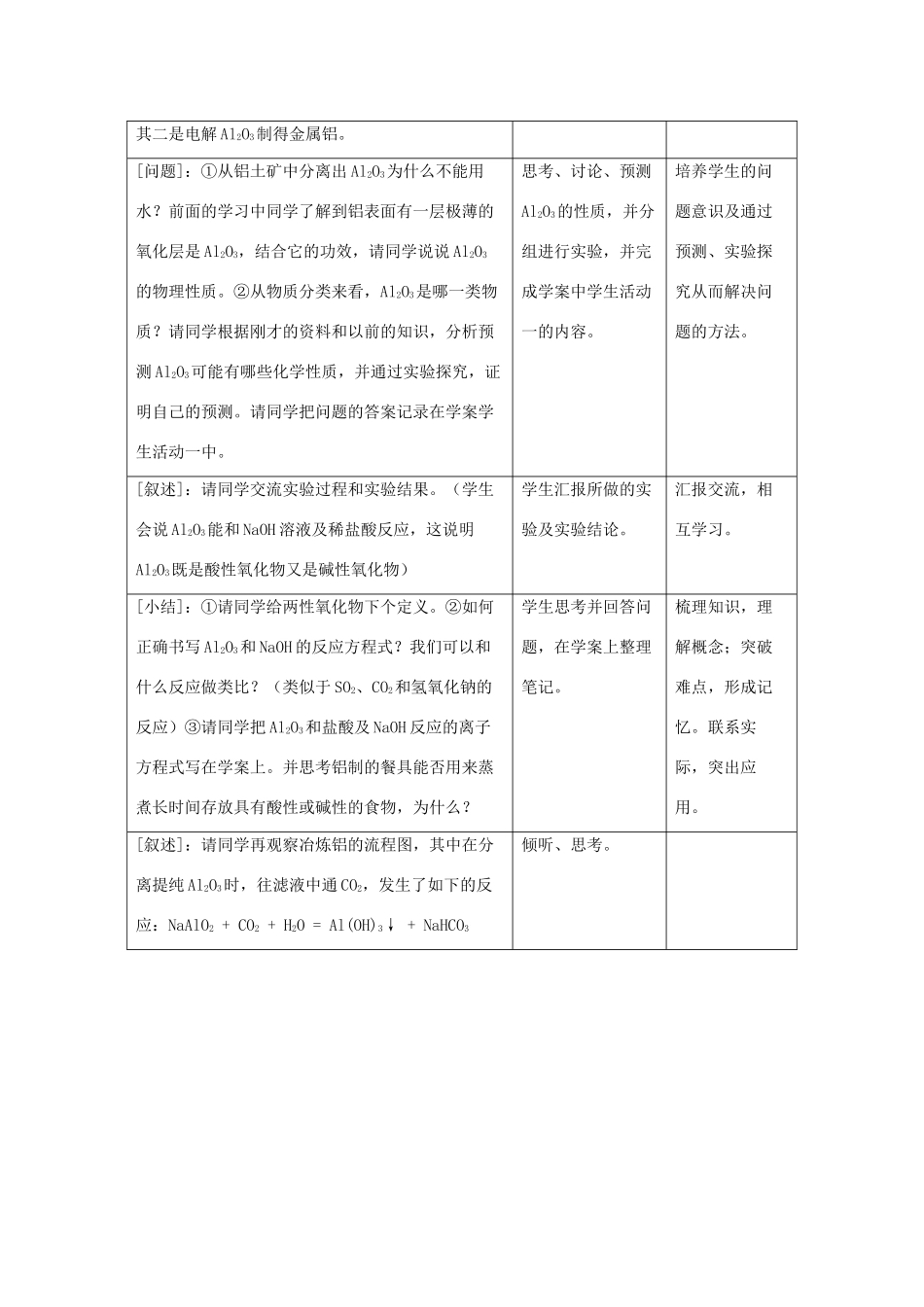 四川省宜宾市一中高一化学《铝的化合物》教学设计-人教版高一全册化学教案_第3页