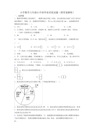 小学数学六年级小升初毕业培优试题(附答案解析) 