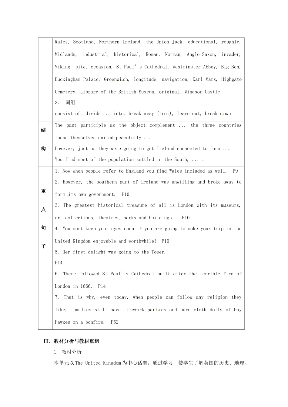 吉林省长春市第五中学2014年高中英语《Unit2 The United Kingdom》教案 新人教版必修5_第2页