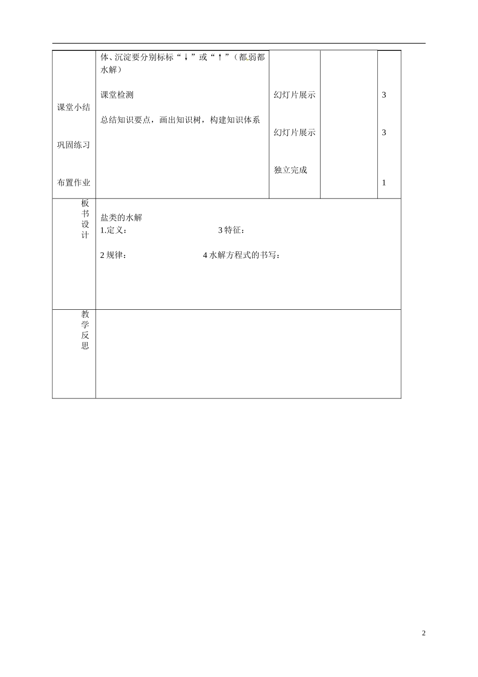 吉林省长岭县第四中学2014高中化学 3.3盐类的水解教案1 新人教版选修4_第2页