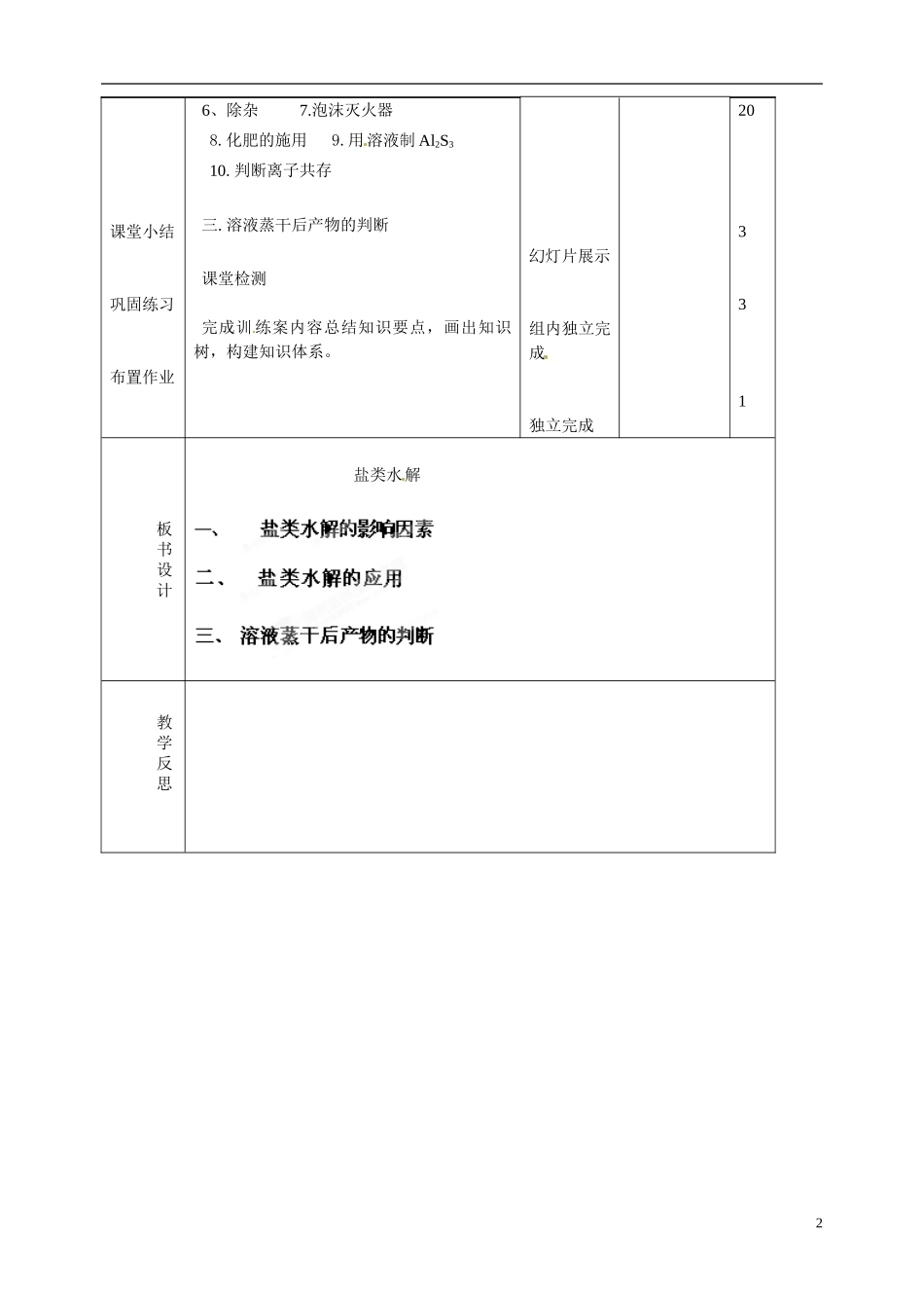 吉林省长岭县第四中学2014高中化学 3.3盐类的水解教案2 新人教版选修4_第2页