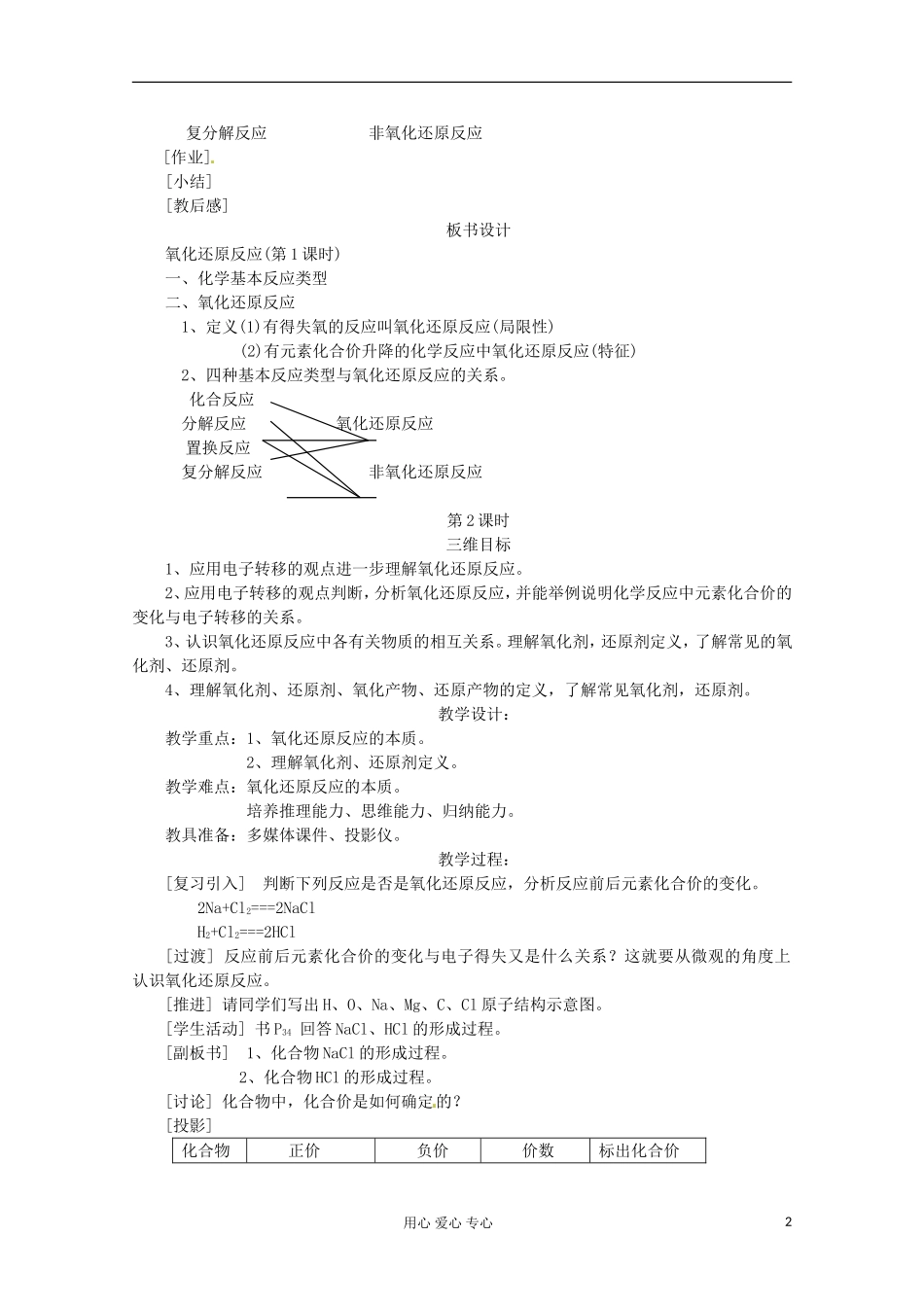 内蒙古伊图里河高一化学《2.3 氧化还原反应》教案 新人教版_第2页