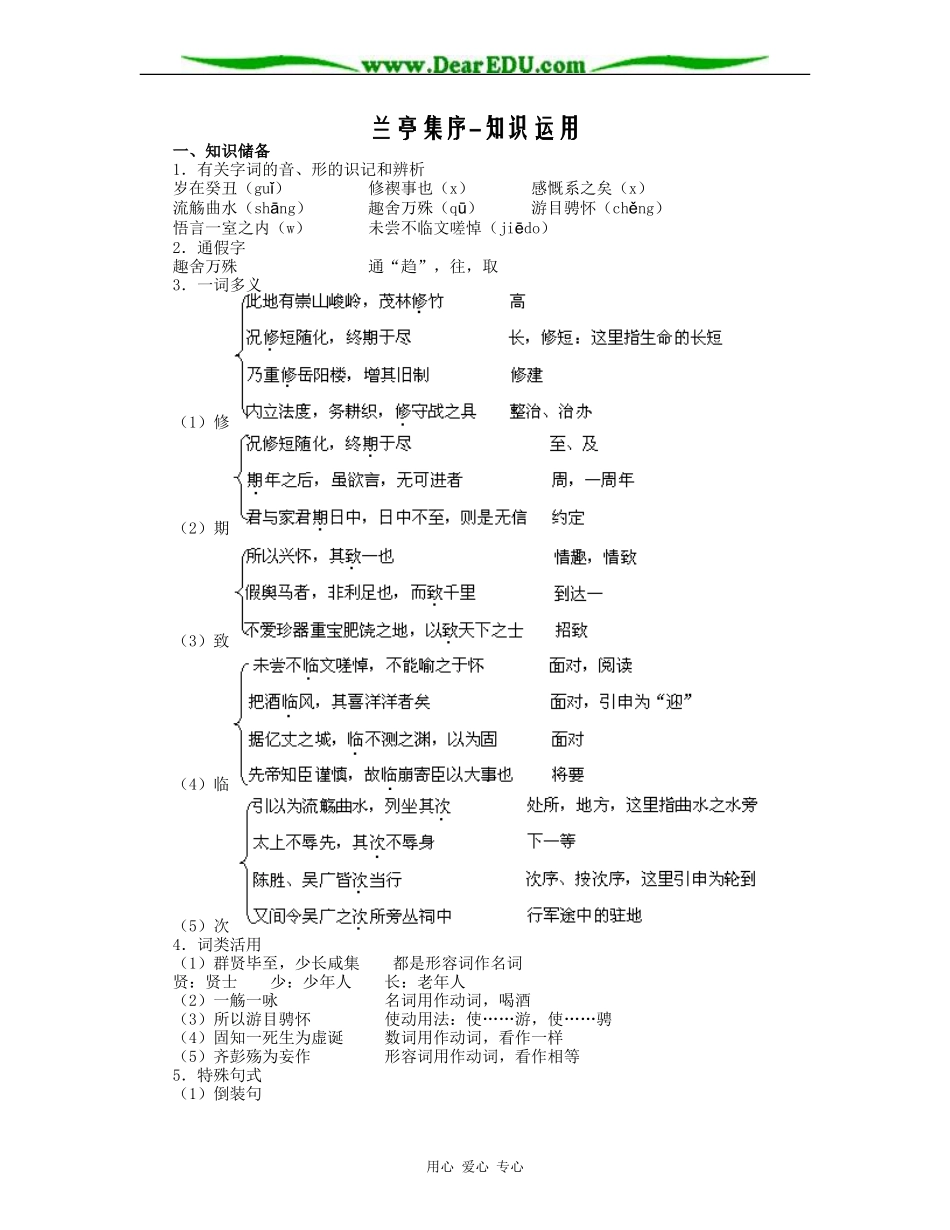 兰亭集序-知识运用_第1页