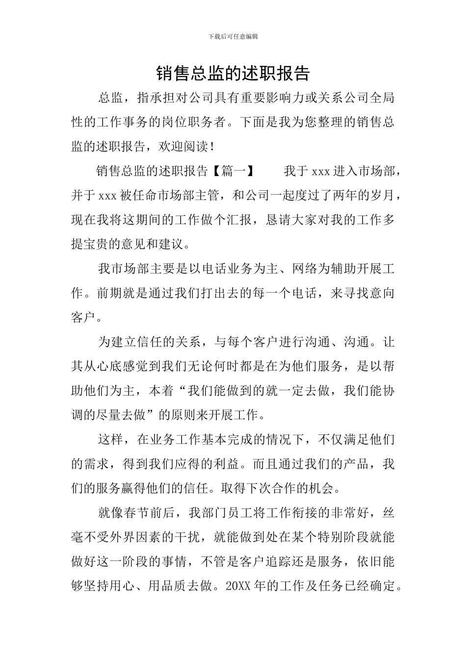 销售总监的述职报告_第1页