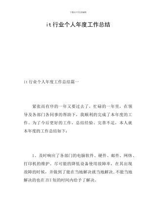 it行业个人年度工作总结