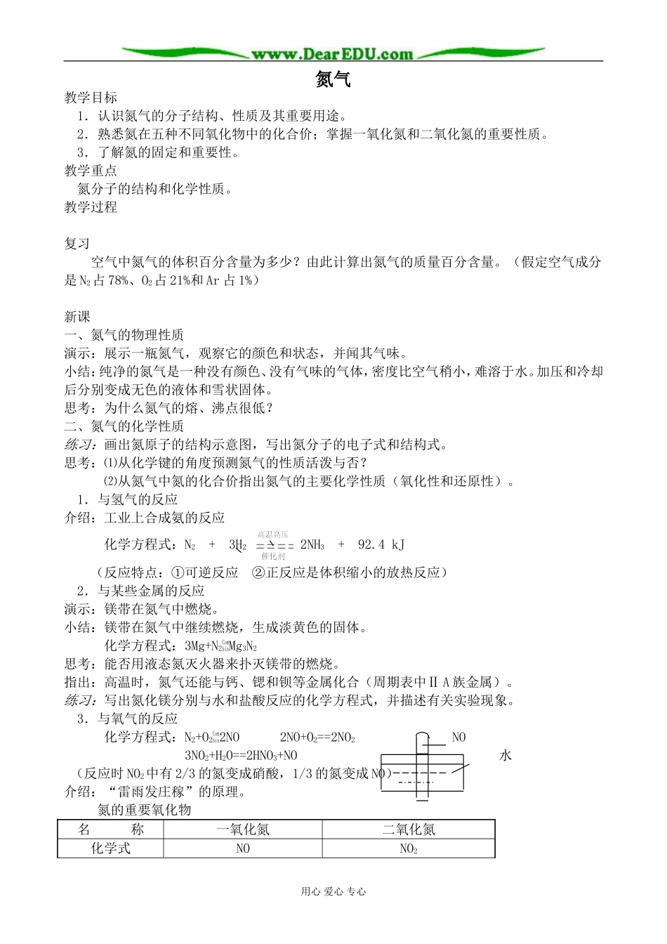 人教版高中化学第二册必修氮气_第1页